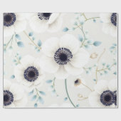 Weiße Anemone & Eukalyptus Ostern Geschenkpapier (Flach)