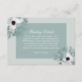 Weiße Anemone Salbeigrün Hochzeitskarte Begleitkarte (Vorderseite)