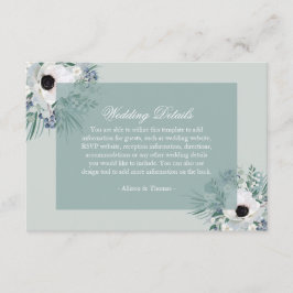Weiße Anemone Salbeigrün Hochzeitskarte Begleitkarte