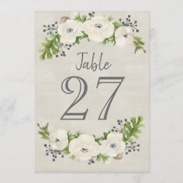 Weiße Anemone Tischnummer