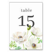 Weiße Anemonen-Blumen-Tischnummer Tischnummer (Rückseite)