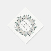 Weiße Anemonen und Rose Hochzeit Serviette (Ecke)