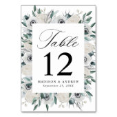 Weiße Anemonen und Rose Hochzeit Tischnummer (Vorderseite)