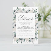 Weiße Anemonen und Rose Hochzeitsdetails Begleitkarte (Stehend Vorderseite)