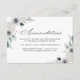 Weiße Anemonen und Rose Hotelunterkünfte Begleitkarte