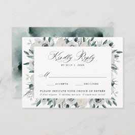 Weiße Anemonen und Rose Wahlmenü Hochzeit RSVP