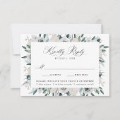 Weiße Anemonen und Rose Wahlmenü Hochzeit RSVP Karte (Vorderseite)