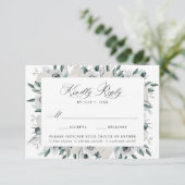 Weiße Anemonen und Rose Wahlmenü Hochzeit RSVP Karte (Stehend Vorderseite)