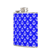 Weiße Anker auf blauem Hintergrund Flachmann (Links)