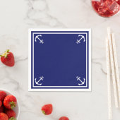 Weiße Anker auf blauem, individualisierbarem Cockt Serviette (Beispiel)