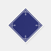 Weiße Anker auf blauem, individualisierbarem Cockt Serviette (Ecke)