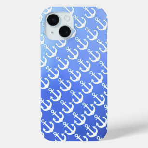 Weiße Anker auf Soft Blue Case-Mate iPhone Hülle