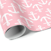 Weiße Anker im 2-Richtungs-Muster Rosa Geschenkpapier (Rolleneckpunkt)
