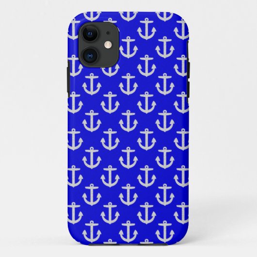 Weiße Anker mit blauem Hintergrund Case-Mate iPhone Hülle (Rückseite)