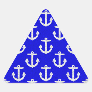 Weiße Anker mit blauem Hintergrund Dreieckiger Aufkleber