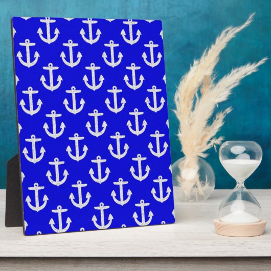 Weiße Anker mit blauem Hintergrund Fotoplatte (Seite)