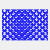 Weiße Anker mit blauem Hintergrund Geschenkpapier Set (Vorderseite 3)