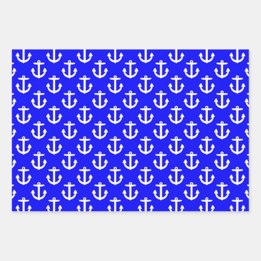 Weiße Anker mit blauem Hintergrund Geschenkpapier Set (Vorderseite 3)
