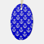 Weiße Anker mit blauem Hintergrund Keramik Ornament (Links)