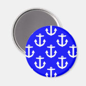 Weiße Anker mit blauem Hintergrund Magnet (Vorderseite/Rückseite)
