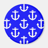 Weiße Anker mit blauem Hintergrund Magnet (Vorne)