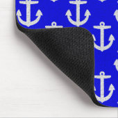Weiße Anker mit blauem Hintergrund Mousepad (Ecke)