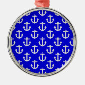 Weiße Anker mit blauem Hintergrund Ornament Aus Metall (Vorne)