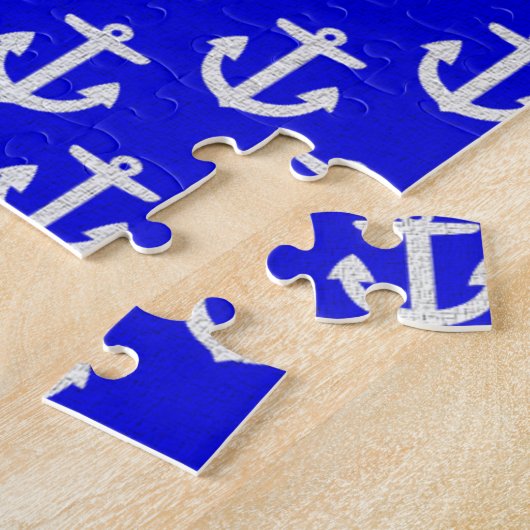 Weiße Anker mit blauem Hintergrund Puzzle (Seite)