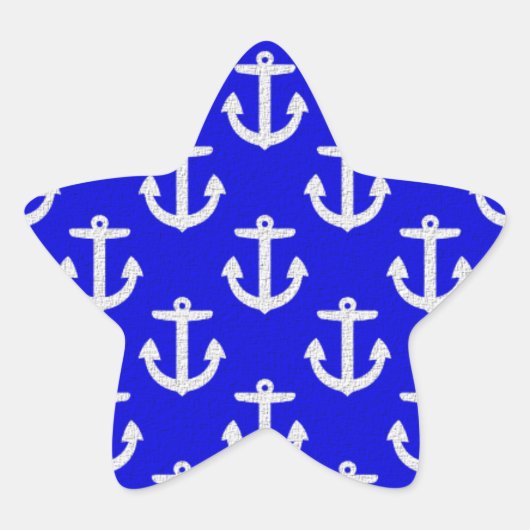 Weiße Anker mit blauem Hintergrund Stern-Aufkleber (Vorderseite)