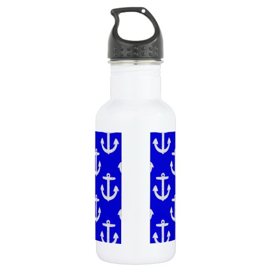 Weiße Anker mit blauem Hintergrund Trinkflasche (Rückseite)