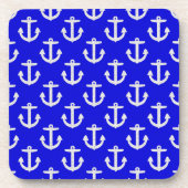 Weiße Anker mit blauem Hintergrund Untersetzer (Vorderseite)