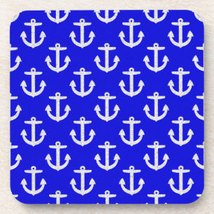 Weiße Anker mit blauem Hintergrund Untersetzer