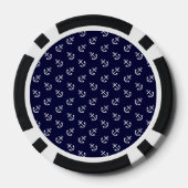 Weiße Anker Navy Blue Background Pattern Pokerchips (Rückseite)