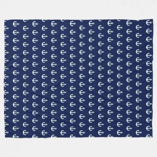 Weiße Anker Seite an Seite Allop Blau Fleecedecke (Vorderseite (Horizontal))