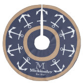 Weiße Anker und Name der braunen Seidenfamilie Polyester Weihnachtsbaumdecke (Vorderseite)