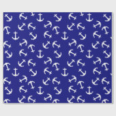 Weiße Ankerblauer Hintergrund Captain Sea Ocean Geschenkpapier (Flach)