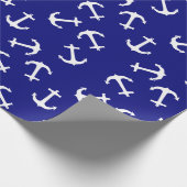 Weiße Ankerblauer Hintergrund Captain Sea Ocean Geschenkpapier (Ecke)