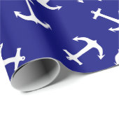 Weiße Ankerblauer Hintergrund Captain Sea Ocean Geschenkpapier (Rolleneckpunkt)