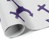 Weiße Ankerblauer Hintergrund Captain Sea Ocean Geschenkpapier (Rolleneckpunkt)