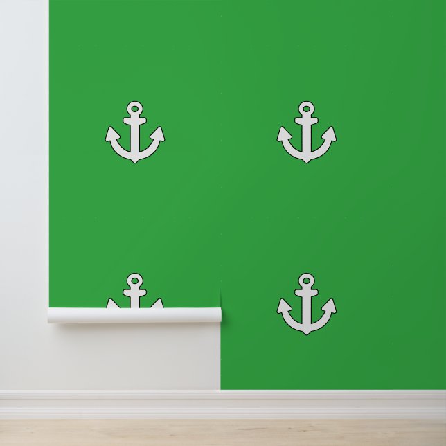 Weiße Ankerkids nautic Green Tapete (Anwendung)