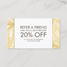 Weiße Anleitung für das Golden Palms Spray Tanning Empfehlungskarte