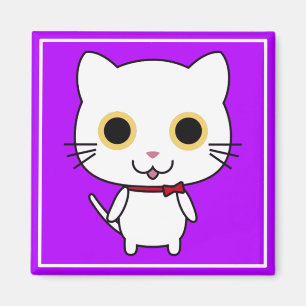Weiße anthropomorphe Katze-47668 Magnet