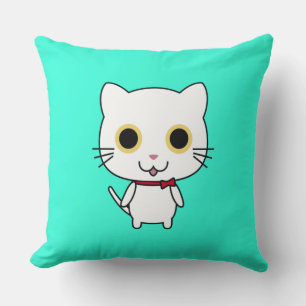 Weiße anthropomorphe Katzen-Cliparts Kissen