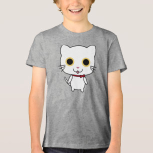 Weiße anthropomorphe Katzen-Cliparts Tri-Blend Shirt