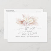 Weiße Anthurien und Pampas Gras Save the Date Postkarte (Vorne/Hinten)