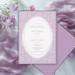 Weiße Antik-Spitze Lila Antike Hochzeit Einladung