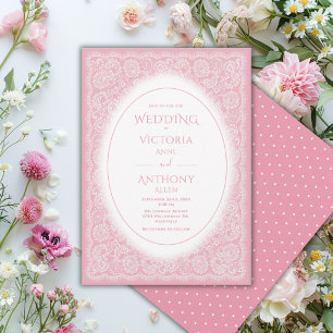 Weiße Antik-Spitze Rosa Antike Hochzeit Einladung