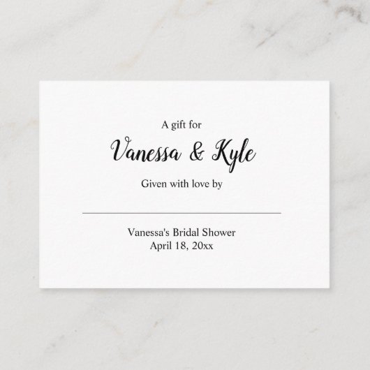 Weiße Anzeigen-Brautparty-Einsatzkarte + Umbau Begleitkarte (Rückseite)