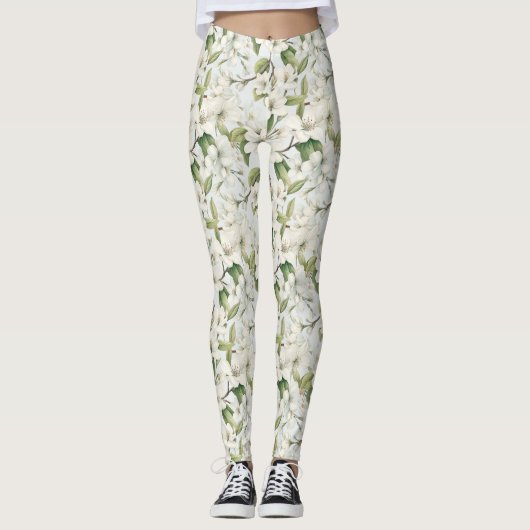 Weiße Apfelblüte Blütenblütenblütenblüte - Legging Leggings (Vorderseite)