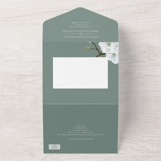 Weiße Apfelblüte in einer Hochzeit All In One Einladung (Außenbereich)